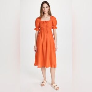 NWT Playa Lucila Orange Smocked Dress - size Small